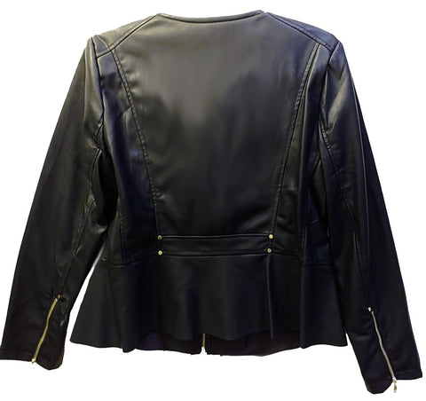 *NEW WITH TAG - CHICO'S CHIC FAUX LEATHER MOTO JACKET IN DARK FOREST GREEN ACCENTED WITH SPARKLING LARGE GOLD ZIPPERS - WOULD MAKE A WONDERFUL CHRISTMAS OR BIRTHDAY GIFT