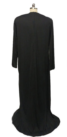 NEW OLD STOCK WITH TAGS - GLAMOROUS VINTAGE DAVID BROWN DRESSING GOWN EVENING GOWN WITH HUGE PRONG-SET SPARKLING RHINESTONE DECORATION