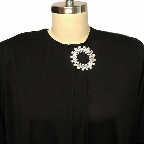 NEW OLD STOCK WITH TAGS - GLAMOROUS VINTAGE DAVID BROWN DRESSING GOWN EVENING GOWN WITH HUGE PRONG-SET SPARKLING RHINESTONE DECORATION