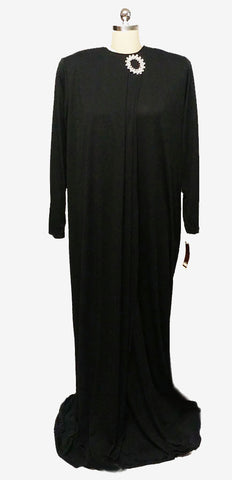 NEW OLD STOCK WITH TAGS - GLAMOROUS VINTAGE DAVID BROWN DRESSING GOWN EVENING GOWN WITH HUGE PRONG-SET SPARKLING RHINESTONE DECORATION