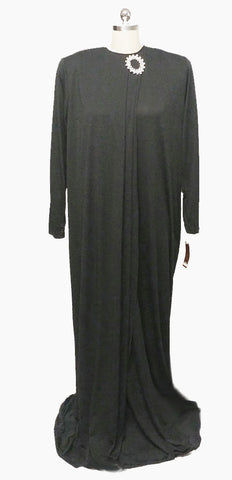 NEW OLD STOCK WITH TAGS - GLAMOROUS VINTAGE DAVID BROWN DRESSING GOWN EVENING GOWN WITH HUGE PRONG-SET SPARKLING RHINESTONE DECORATION