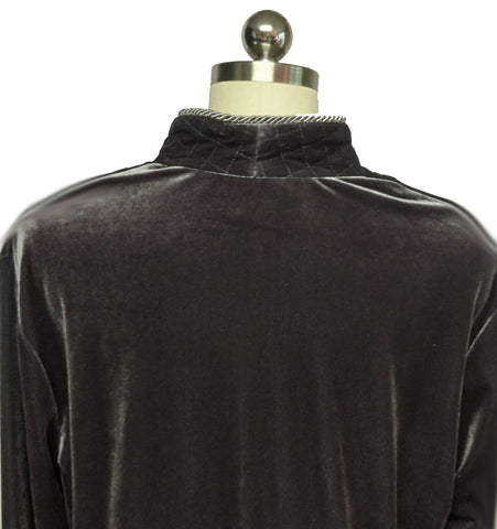 NEW - DIAMOND TEA LUXURIOUS ZIP UP FRONT VELOUR ROBE IN TITANIUM - SIZE SMALL #3
