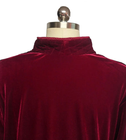NEW - DIAMOND TEA LUXURIOUS ZIP UP FRONT VELOUR ROBE IN CRIMSON - SIZE SMALL - #2
