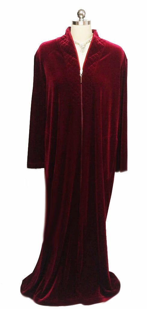 NEW - DIAMOND TEA LUXURIOUS ZIP UP FRONT VELOUR ROBE IN CRIMSON - SIZE SMALL - #2
