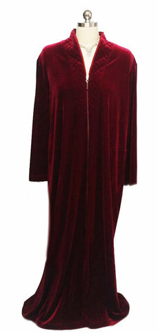 NEW - DIAMOND TEA LUXURIOUS ZIP UP FRONT VELOUR ROBE IN CRIMSON - SIZE SMALL - #2