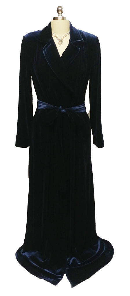 NEW - DIAMOND TEA LUXURIOUS WRAP-STYLE VELVET VELOUR ROBE IN MIDNIGHT NAVY - SIZE SMALL #2 - WOULD MAKE A WONDERFUL GIFT!