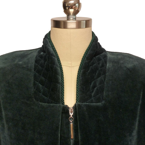 NEW -  DIAMOND TEA COTTON VELOUR ROBE WITH ZIP UP FRONT & QUILTED TRIM IN ASPEN - SIZE LARGE- #4 - WOULD MAKE A WONDERFUL GIFT