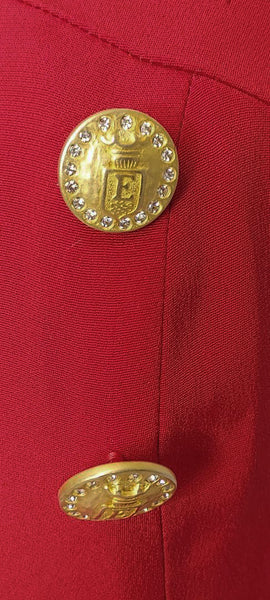 VINTAGE ESCADA COUTURE EVENING GOWN WITH GOLD BUTTONS STUDDED WITH RHI Vintage Clothing & Fashions | Midnight Glamour VINTAGE ESCADA COUTURE EVENING GOWN WITH GOLD BUTTONS STUDDED WITH RHI Vintage Clothing & Fashions | Midnight Glamour