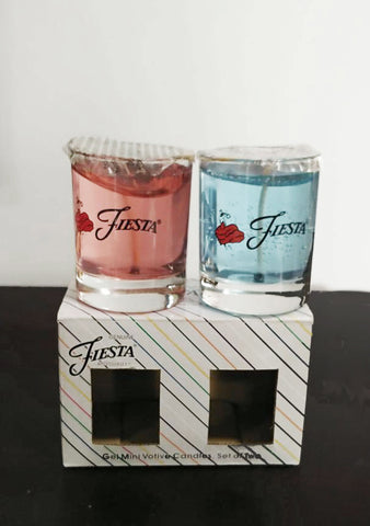 NEW OLD STOCK - FIESTA HOMER LAUGHLIN GEL MINI VOTIVE CANDLES IN A JAR (SET OF 2) - GENUINE LICENSED FIESTA