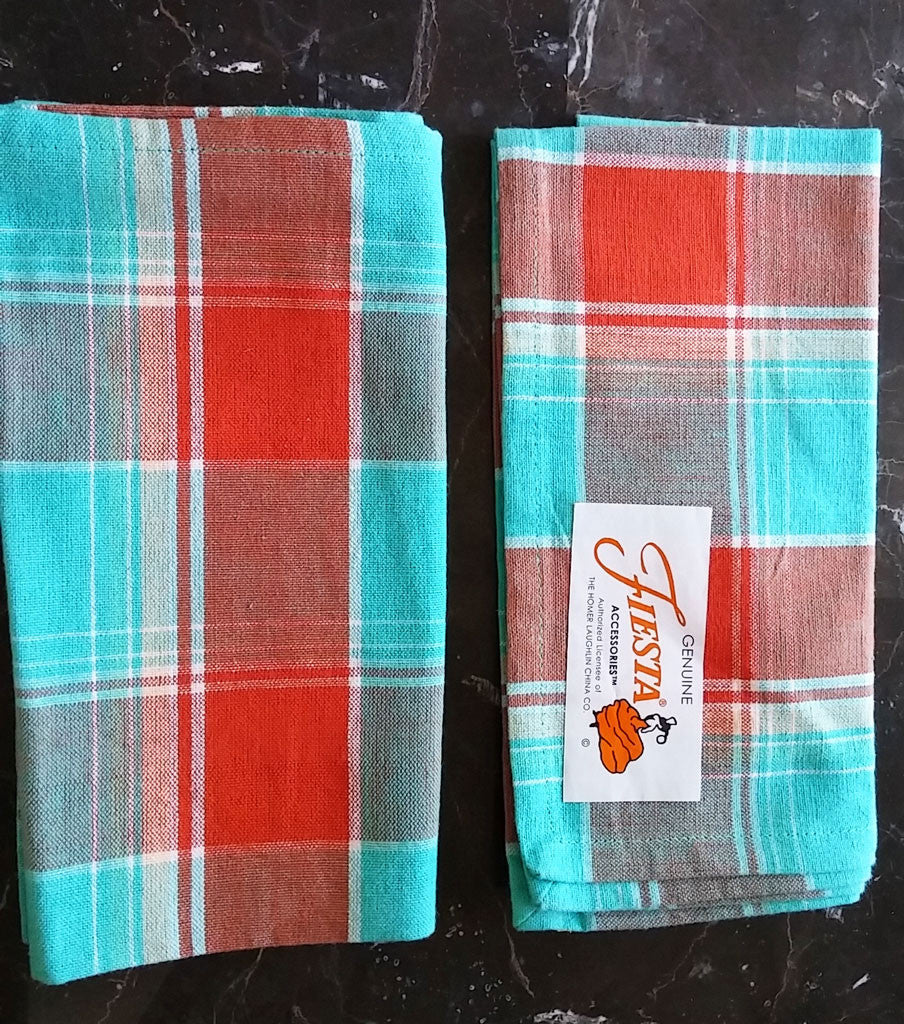 NEW OLD STOCK - HOMER LAUGHLIN FIESTA BISTRO CHECK PLAID NAPKINS