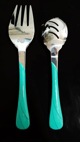 FIESTA HOMER LAUGHLIN METALTURQUOISE SALAD SERVERS