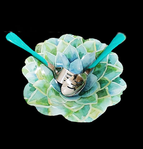 FIESTA HOMER LAUGHLIN METALTURQUOISE SALAD SERVERS