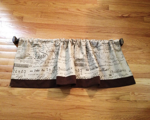 * NEW - SET OF 2 DOCUMENT FRENCH SCRIPT WINDOW VALANCES