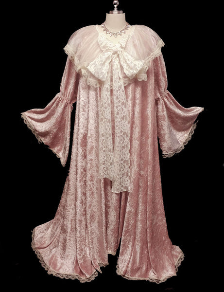 EXQUISITE VICTORIAN-LOOK PANNE VELVETEEN DRESSING GOWN ROBE DRIPPING W –  Vintage Clothing & Fashions