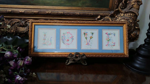 BEAUTIFUL VINTAGE J. PEARSON DOUBLE MATTED FLORAL "LOVE' PICTURE - WOULD MAKE A BEAUTIFUL BABY GIFT OR FOR A CHILD'S ROOM - (1 PICTURE)