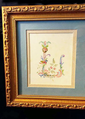 *BEAUTIFUL VINTAGE J. PEARSON DOUBLE MATTED FLORAL "LOVE' PICTURE - WOULD MAKE A BEAUTIFUL BABY GIFT OR FOR A CHILD'S ROOM