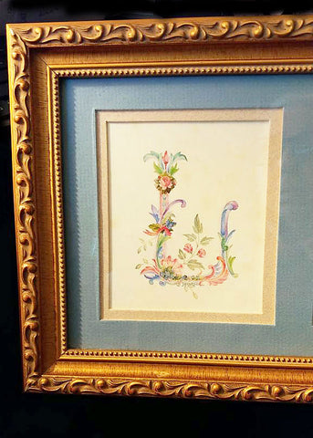BEAUTIFUL VINTAGE J. PEARSON DOUBLE MATTED FLORAL "LOVE' PICTURE - WOULD MAKE A BEAUTIFUL BABY GIFT OR FOR A CHILD'S ROOM - (1 PICTURE)