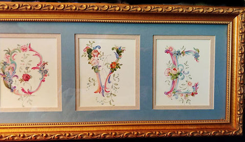 BEAUTIFUL VINTAGE J. PEARSON DOUBLE MATTED FLORAL "LOVE' PICTURE - WOULD MAKE A BEAUTIFUL BABY GIFT OR FOR A CHILD'S ROOM - (1 PICTURE)