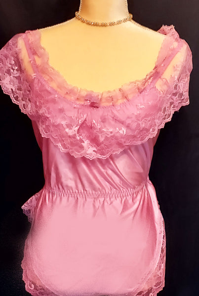 Vintage 1920's Pink Silk Lace Teddy Dress — Esmes Drawer Too