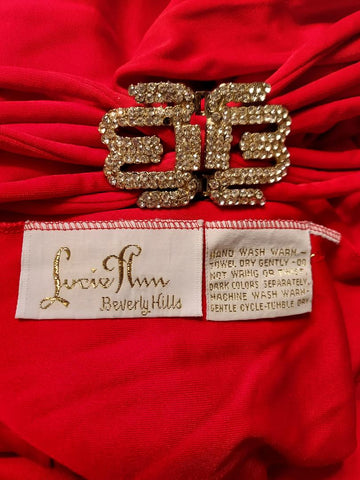 STUNNING VINTAGE LUCIE ANN BEVERLY HILLS GODDESS DRESSING GOWN / EVENING GOWN WITH DAZZLING RHINESTONE CLASP