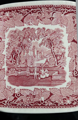 MINT CONDITION - NEVER USED - VINTAGE MASON'S VISTA PINK / RED TRANSFERWARE CAKE PLATE OR SANDWICH PLATE - NO CRAZING - NEVER USED - MADE IN ENGLAND - (1 CAKE PLATE)