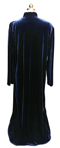 NEW - DIAMOND TEA LUXURIOUS ZIP UP FRONT VELOUR ROBE IN MIDNIGHT NAVY - SIZE SMALL #1