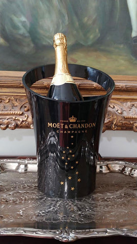 VINTAGE MOET & CHANDON LIMITED HOLIDAY EDITION BLACK ACRYLIC CHAMPAGNE BUCKET DESIGNED BY JEAN MARC GADY