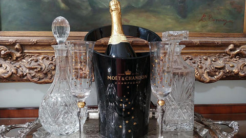VINTAGE MOET & CHANDON LIMITED HOLIDAY EDITION BLACK ACRYLIC CHAMPAGNE BUCKET DESIGNED BY JEAN MARC GADY