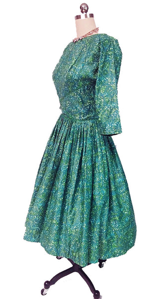 50s dress green VINTAGE JOHN WOLF FABRIC MEO OF CALIFORNIA PRINT POLISHED COTTO – Vintage Clothing & Fashions Clergy Collar Dress Sage Wedding Guest Dress Does come with it’s Size:AU 6 (US 2)
