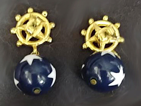 VINTAGE NAVY, RED & WHITE STAR NAUTICAL / 4TH OF JULY EARRINGS