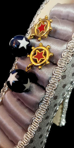 VINTAGE NAVY, RED & WHITE STAR NAUTICAL / 4TH OF JULY EARRINGS