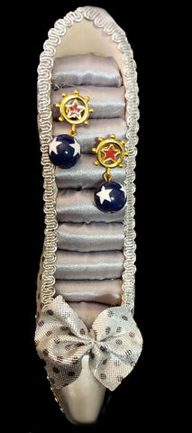 VINTAGE NAVY, RED & WHITE STAR NAUTICAL / 4TH OF JULY EARRINGS