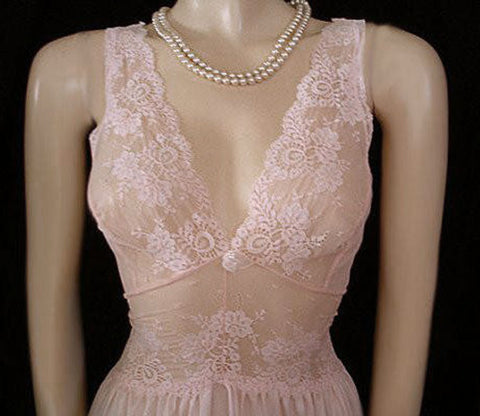 OLGA RARE STYLE SPANDEX MESH LACE POINTELLE BODICE IN ROSE BLUSH