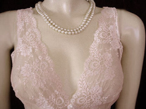 OLGA RARE STYLE SPANDEX MESH LACE POINTELLE BODICE IN ROSE BLUSH