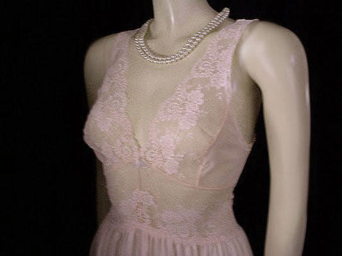 OLGA RARE STYLE SPANDEX MESH LACE POINTELLE BODICE IN ROSE BLUSH