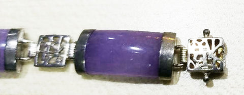 *NEW - BEAUTIFUL STERLING SILVER & PERIWINKLE JADE BRACELET