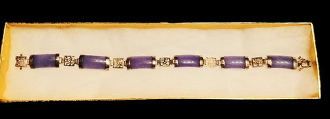 *NEW - BEAUTIFUL STERLING SILVER & PERIWINKLE JADE BRACELET