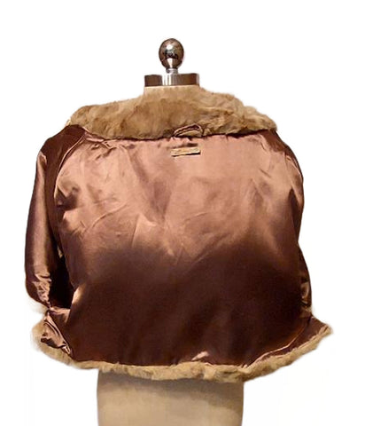 SOLD - VINTAGE CUDDLY SHAWL / RING COLLAR FAUX FUR COCOON JACKET EVENING JACKET