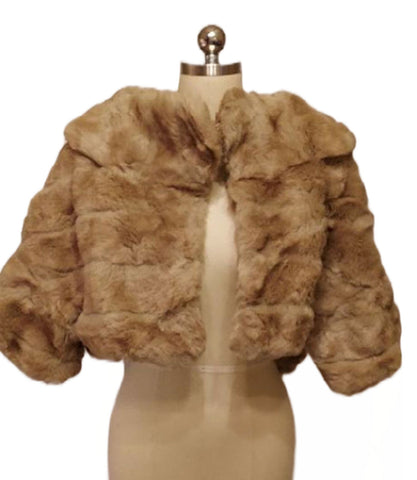 SOLD - VINTAGE CUDDLY SHAWL / RING COLLAR FAUX FUR COCOON JACKET EVENING JACKET