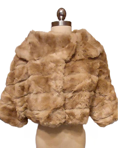 SOLD - VINTAGE CUDDLY SHAWL / RING COLLAR FAUX FUR COCOON JACKET EVENING JACKET