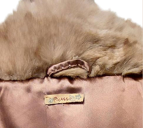 SOLD - VINTAGE CUDDLY SHAWL / RING COLLAR FAUX FUR COCOON JACKET EVENING JACKET