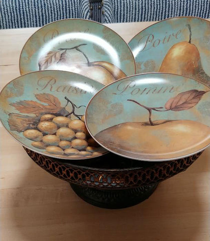 NEW OLD STOCK - OLD WORLD LOOK DESIGN PORCELAIN SALAD PLATES (SET OF 4)  - JUST GORGEOUS!