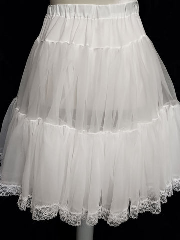 BEAUTIFUL FLUFFY VINTAGE SAMS GRAND SWEEP LACE TRIMMED CRINOLINE IN SNOW WHITE