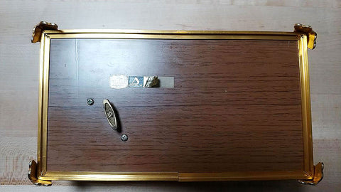 *VINTAGE SCHMIDT SILK SATIN COVER METAL MUSIC BOX PLAYS "ROMERO & JULIET" SONG