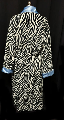 GORGEOUS SWANKIE BLANKIE ZEBRA & BLUE SATIN ROBE - SIZE LARGE