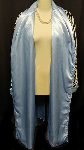 GORGEOUS SWANKIE BLANKIE ZEBRA & BLUE SATIN ROBE - SIZE LARGE