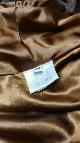 OPULENT SWANKIE BLANKIE FAUX MINK & BRONZE SATIN ROBE - SIZE MEDIUM - WOULD MAKE A WONDERFUL CHRISTMAS OR BIRTHDAY PRESENT!