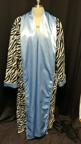 GORGEOUS SWANKIE BLANKIE ZEBRA & BLUE SATIN ROBE - SIZE LARGE