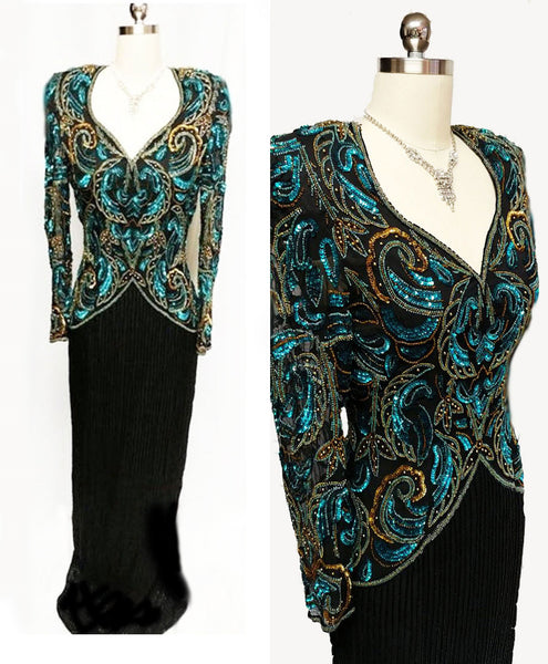 Volup vtg purchases beaded scala evening gown