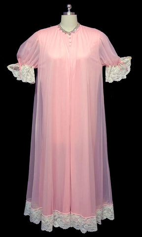 VINTAGE TOSCA LINGERIE OF CALIFORNIA DOUBLE NYLON PEIGNOIR IN PINK CHAMPAGNE